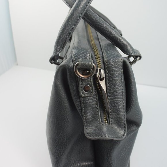 Matt & Nat Gray Vegan Leather Handbag Shoulder Crossbody Detachable Strap Zipper - Picture 14 of 16